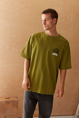 Mass Denim Koszulka Motto T-shirt oliwkowa