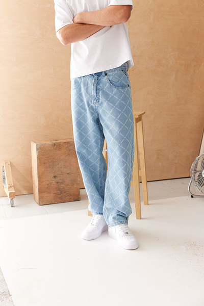 Mass DNM spodnie Monogram Jeans Extra baggy Fit - jasnoniebieskie