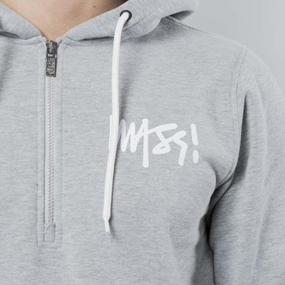 Mass DNM bluza Sweatshirt Hoody Half Zip Signature - light heather grey