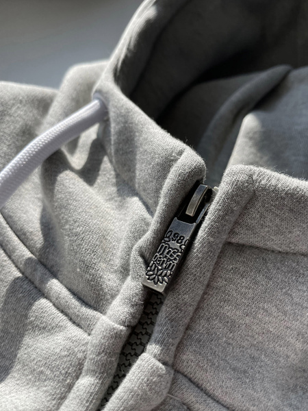 Mass DNM bluza Sweatshirt Signature Patch Zip Hoody - szara