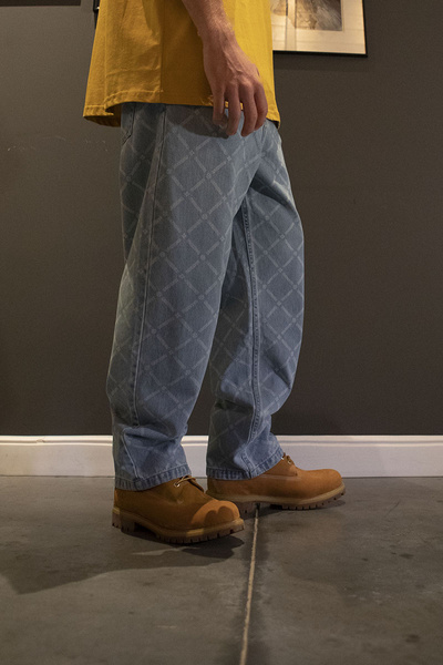 Mass DNM spodnie Monogram Jeans Extra baggy Fit - jasnoniebieskie