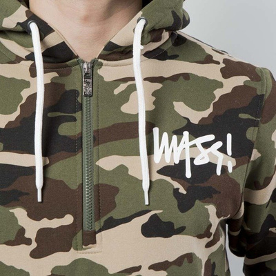 Mass DNM bluza Sweatshirt Hoody Half Zip Signature - woodland camo