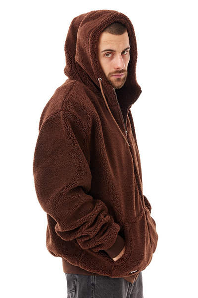 Mass DNM kurtka Patch Teddy Hoody Zip Jacket - brązowa